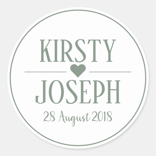 Adesivo Redondo Rustic Boho Feather Green Spring Wedker (Frente)