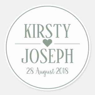 Adesivo Redondo Rustic Boho Feather Green Spring Wedker