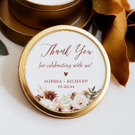 Adesivo Redondo Rustic Boho Floral Casamento Obrigado A Favor