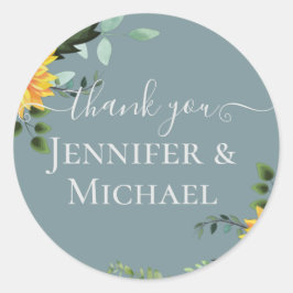 Adesivo Redondo Rustic BOHO Sunflower Casamento Verde