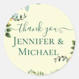 Adesivo Redondo Rustic BOHO Sunflower Casamento Verde