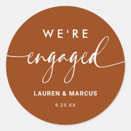 Adesivo Redondo Rustic Boho Terracotta Estamos em Noivado