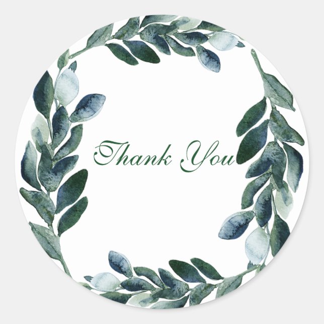 Adesivo Redondo Rustic Botanic Green Watercolor Deixa Obrigado (Frente)