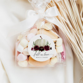 Adesivo Redondo Rustic Burgundy Pumpkin Cai No Amor Favor Sticker