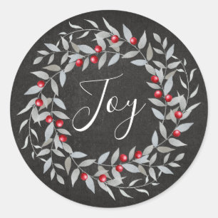 Adesivo Redondo Rustic Chalkboard Joy   Feriados Felizes de Natal