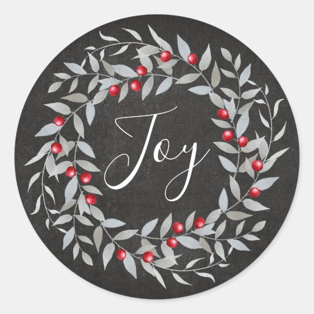 Adesivo Redondo Rustic Chalkboard Joy | Feriados Felizes de Natal (Frente)
