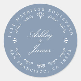 Adesivo Redondo Rustic Chic Custom Names Endereço de Devolução de 