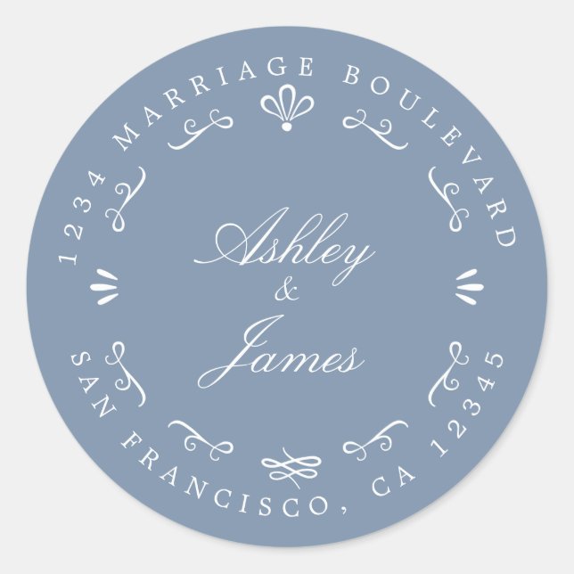 Adesivo Redondo Rustic Chic Custom Names Endereço de Devolução de  (Frente)