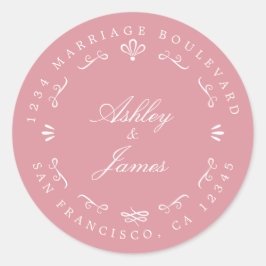 Adesivo Redondo Rustic Chic Custom Names Endereço de Devolução de 