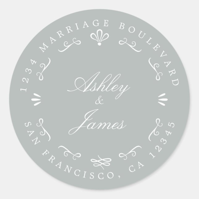 Adesivo Redondo Rustic Chic Future Sr. Wedding Return Endereço (Frente)