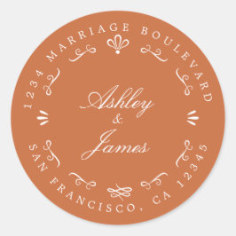 Adesivo Redondo Rustic Chic Future Sr. Wedding Return Endereço