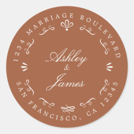 Adesivo Redondo Rustic Chic Future Sr. Wedding Return Endereço