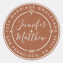 Adesivo Redondo Rustic Chic Monograma Endereço de devolução TerraC