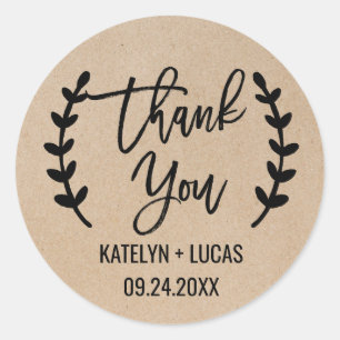 Adesivo Redondo Rustic Chic Obrigado A Vestir Favor De Casamento.