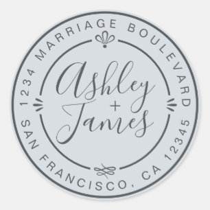 Adesivo Redondo Rustic Chic Return Address Pastel Blue