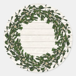 Adesivo Redondo Rustic Christmas Wreath Sticker