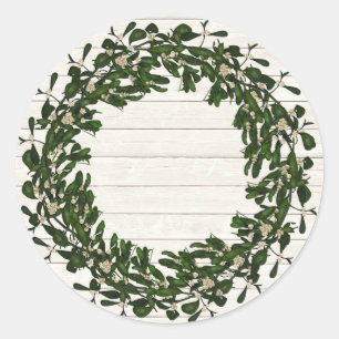 Adesivo Redondo Rustic Christmas Wreath Sticker