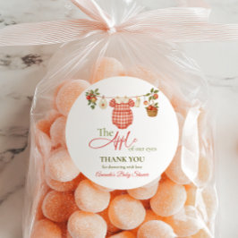 Adesivo Redondo Rustic Clothesline Apple Locally Grown Baby Shower