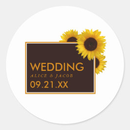 Adesivo Redondo Rustic Country Sunflower - Casamento Floral