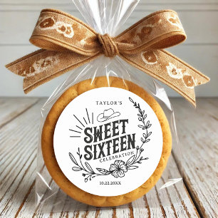 Adesivo Redondo Rustic Cowgirl Floral Sweet Sessenta Festa de aniv