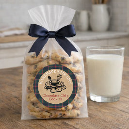 Adesivo Redondo Rustic Custom Homemade Cookies Label Roll