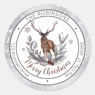 Adesivo Redondo Rustic Deer Buck Felry Família de Natal  