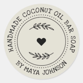 Adesivo Redondo Rustic Dusty Ivory Greenery feito à mão