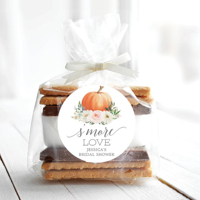 Adesivo Redondo Rustic Fall Floral Pumpkin S'More Love Favor (Criador carregado)