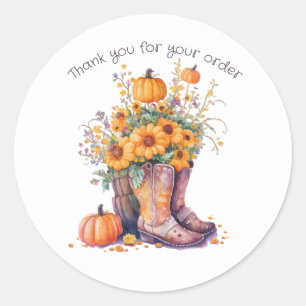 Adesivo Redondo Rustic Fall Obrigado Pela Sua Ordem