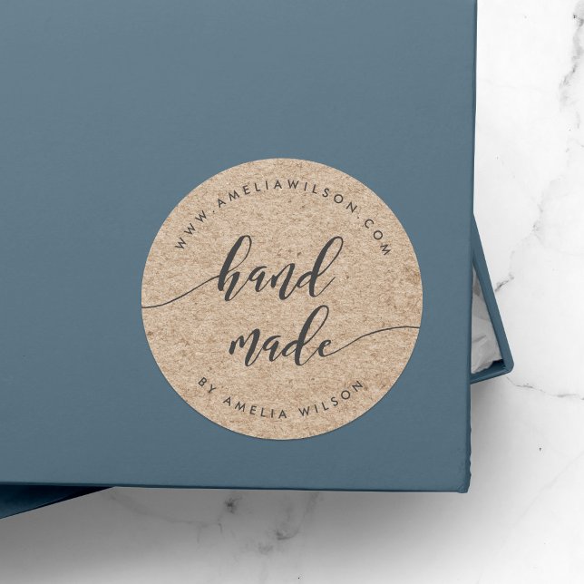Adesivo Redondo Rustic Faux Kraft Relax Script Feita à Mão (Criador carregado)