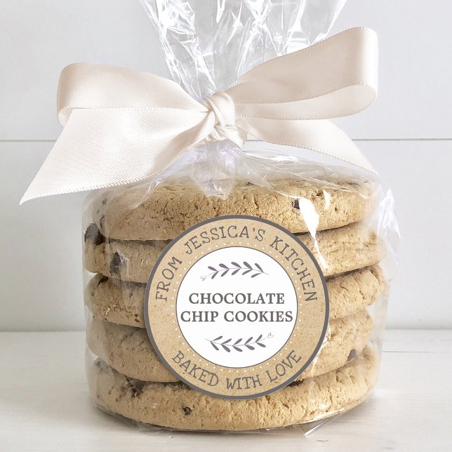Adesivo Redondo Rustic Feed Com Bonito Presente De Baking (Rustic Baked With Love Baking Gift Classic Round Sticker)