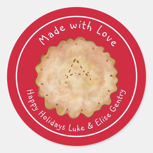 Adesivo Redondo Rustic Feed with Love Apple Pie Sticker (Frente)