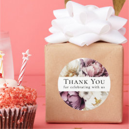 Adesivo Redondo Rustic Floral Abundance Obrigado