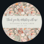 Adesivo Redondo Rustic Floral Boho Personalizado Nomes De Casament<br><div class="desc">Rustic Sage Green e Taupe Floral Boho Nomes de Casamento Personalizados Obrigado Stickers</div>