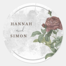 Adesivo Redondo Rustic Floral Burgundy Marsala Minimalista Moderna