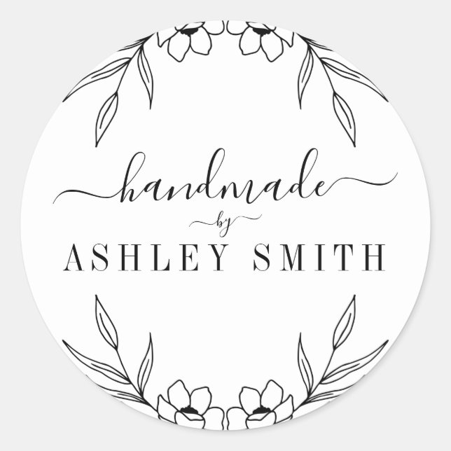 Adesivo Redondo Rustic Floral Business Elegante (Frente)