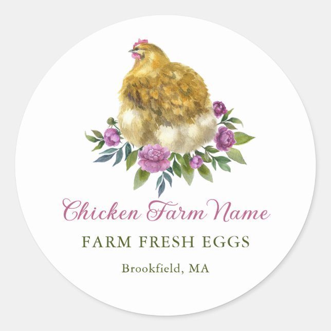Adesivo Redondo Rustic Floral Chicken - Personalizado (Frente)