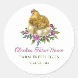 Adesivo Redondo Rustic Floral Chicken - Personalizado