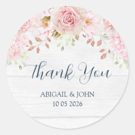 Adesivo Redondo Rustic Floral Thank You Spring Wedding Favor Tag