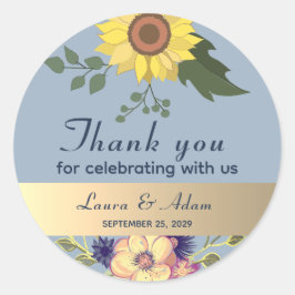 Adesivo Redondo Rustic Floral Wedding Obrigado