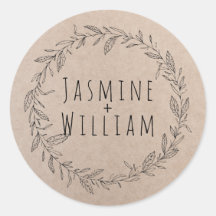 Rustic Floral Wreath Kraft Paper Personalizado