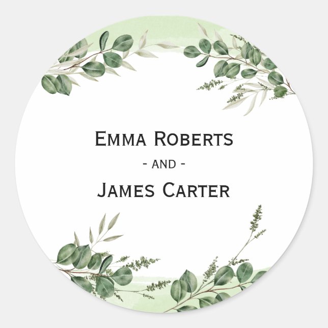 Adesivo Redondo Rustic Folk Greenery Round Sticker (Frente)