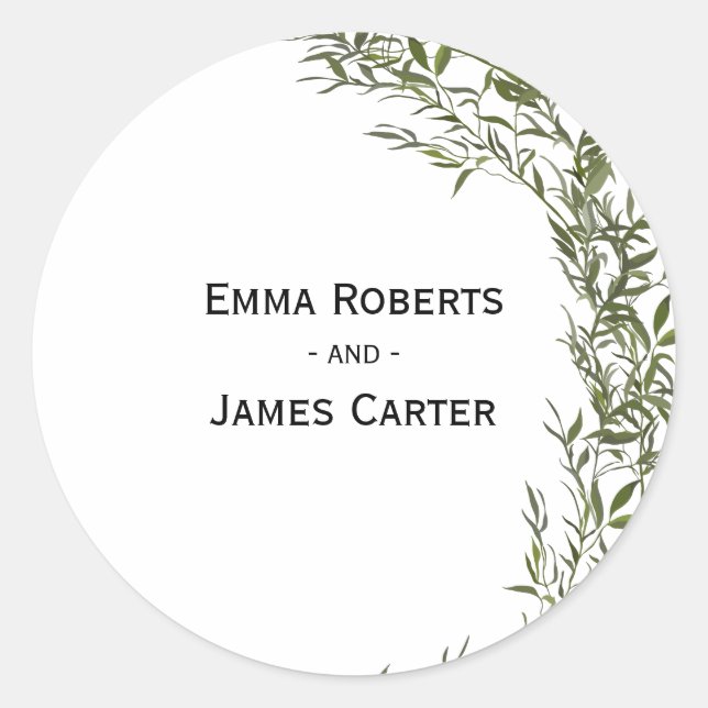 Adesivo Redondo Rustic Folk Greenery Round Sticker (Frente)