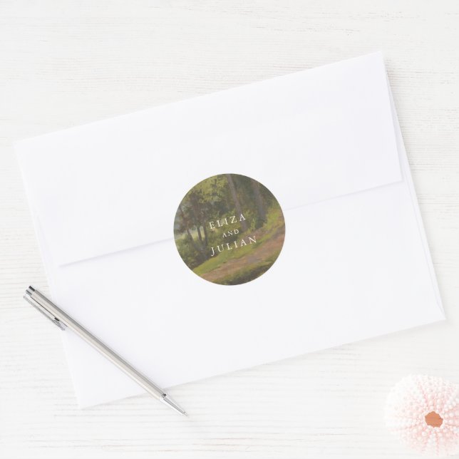 Adesivo Redondo Rustic Forest Elegant Wedding (Envelope)