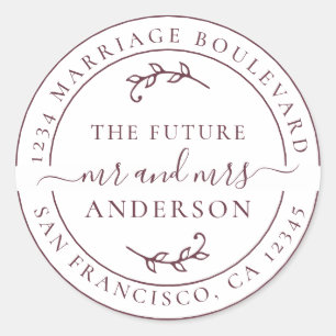 Adesivo Redondo Rustic Future Sr. Burgundy Endereço de Regresso