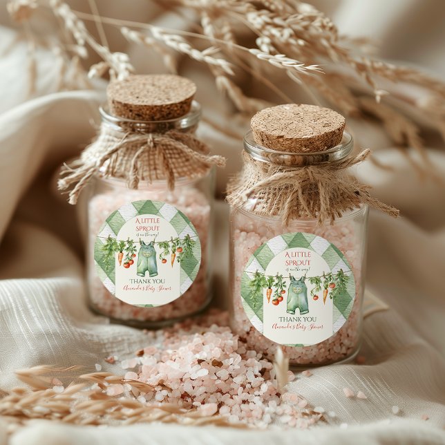 Adesivo Redondo Rustic Gender Neutral Little Sprout Baby Shower (Criador carregado)