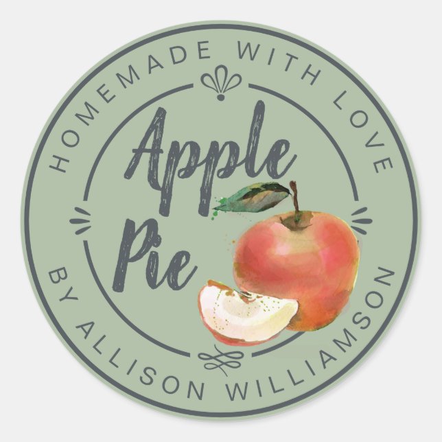 Adesivo Redondo Rustic Homemade Apple Pie Green (Frente)