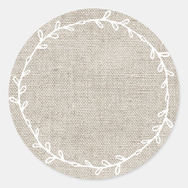 Adesivo Redondo Rustic Homemade Beige Burlap Escreve No Vazio (Frente)