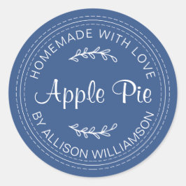 Adesivo Redondo Rustic Homemade Bow Apple Pie Classic Blue