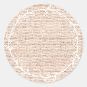 Adesivo Redondo Rustic Homemade Pink Burlap Escreve No Vazio